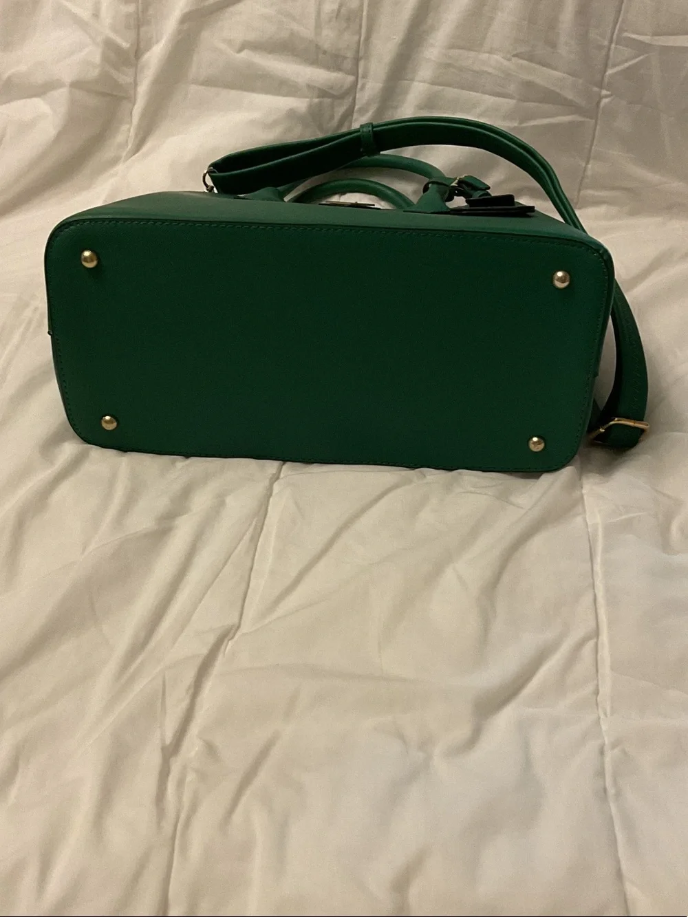 Inspired Emerald Green Satchel with Gold Hard